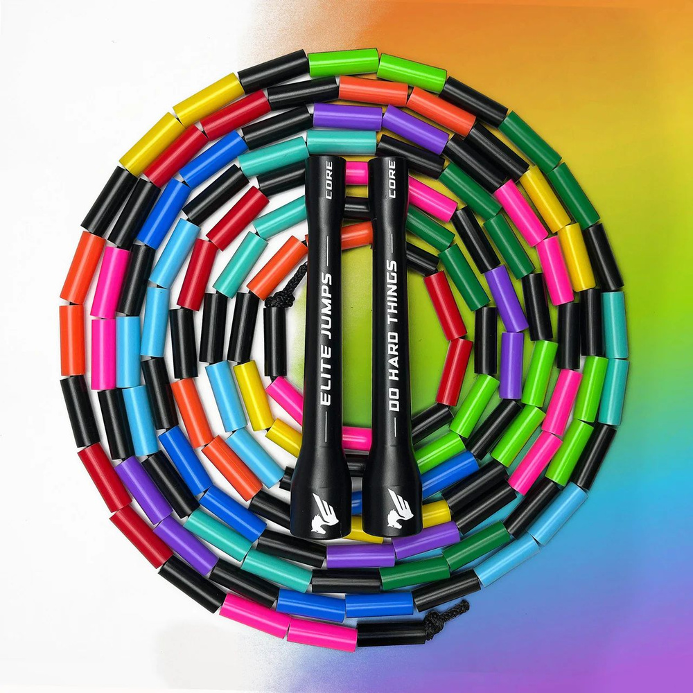 Elite Jumps cкакалка бисерная для трюков Rainbow Redux - 1" Beaded Jump Rope #1