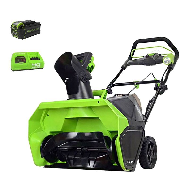 Снегоуборщик аккумуляторный Greenworks GD40STK4 40V, бесщеточный, ширина 51 см, высота захвата 20 см, #1