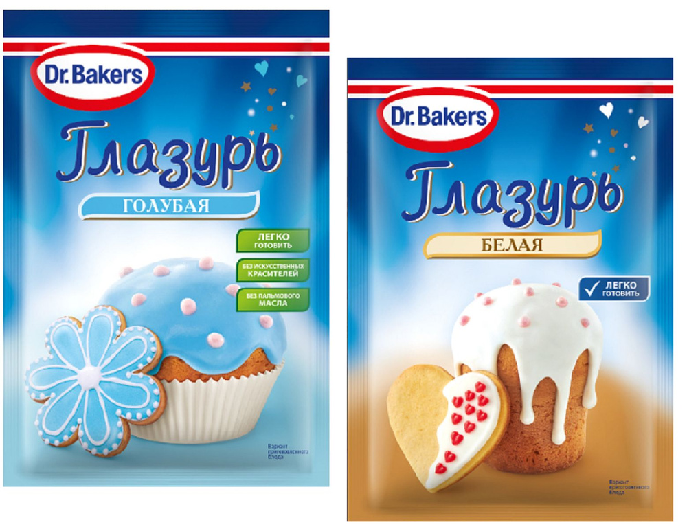 Глазурь Dr. Bakers (голубая и белая) 2 уп х 90 гр #1