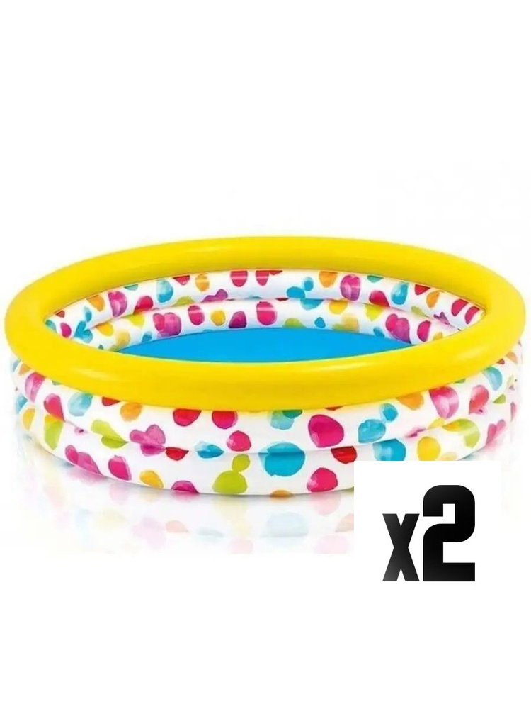 Надувной бассейн для детей Intex 58449NP "Cool Dots Pool" 168х38см, 3+ 2 шт.  #1