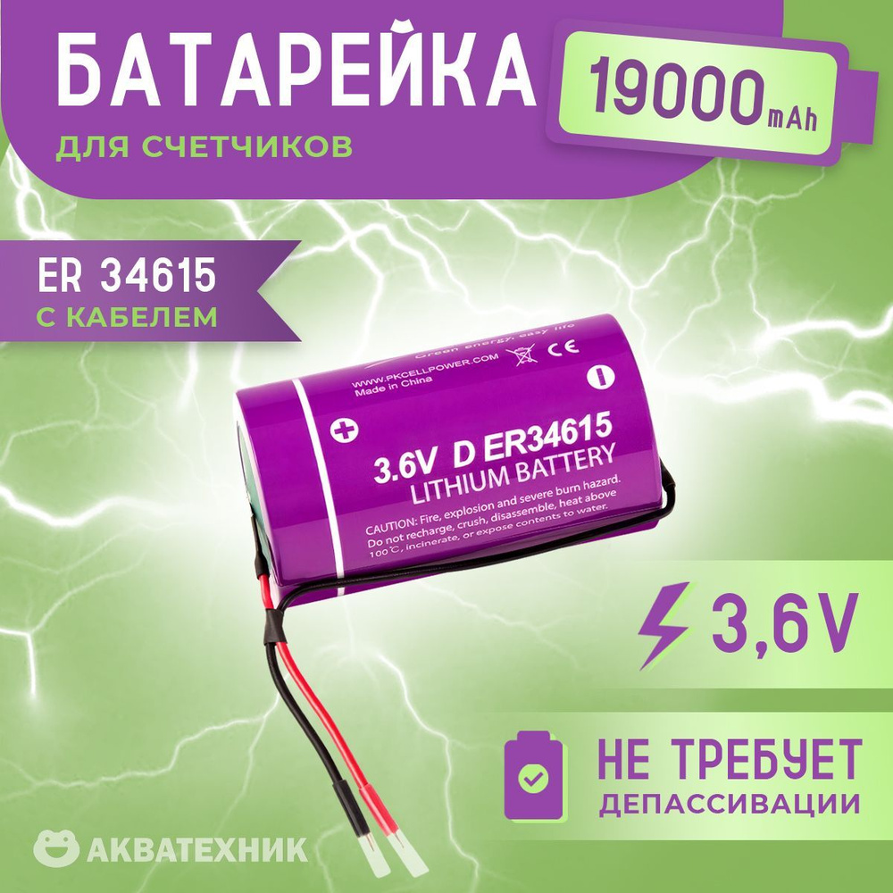 PKCELL Батарейка D, LiSOCl2 (литий-тионилхлоридный) тип, 3,6 В, 1 шт  #1