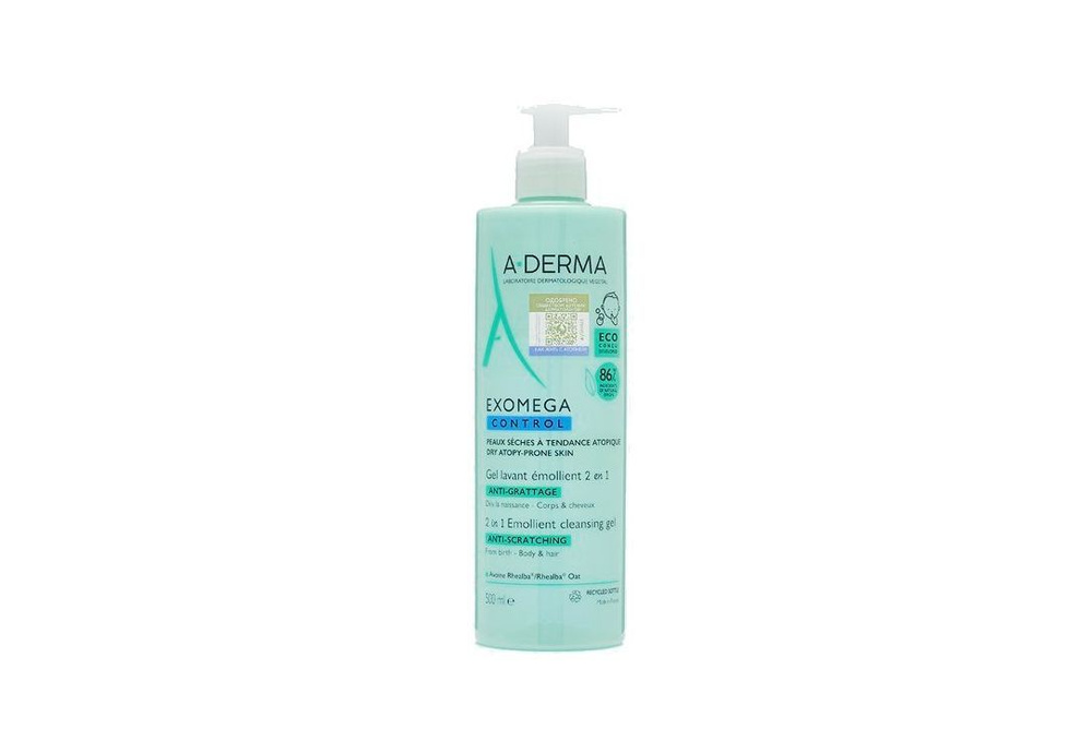 Очищающий гель 2-в-1 для тела и волос A-Derma, EXOMEGA CONTROL 500мл #1