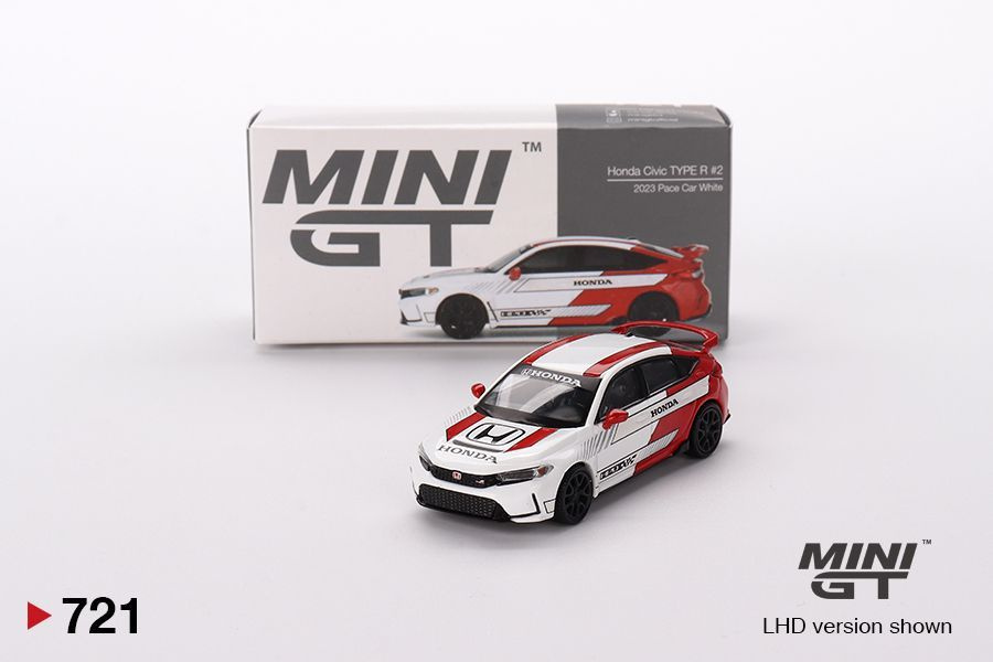 Коллекционная машинка MINI GT 1:64 Honda Civic Type R #2 2023 Pace Car White #1