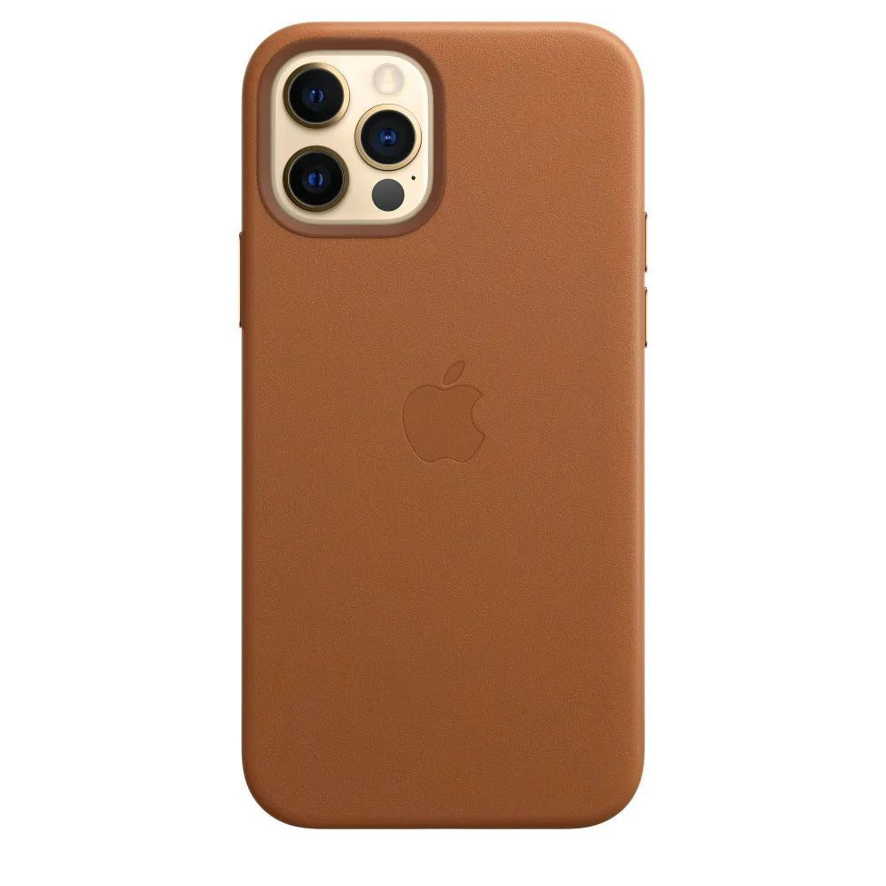 Чехол-накладка на iPhone Apple Leather Case with MagSafe для 12 Pro Max (С Логотипом и Анимацией) - Brown #1