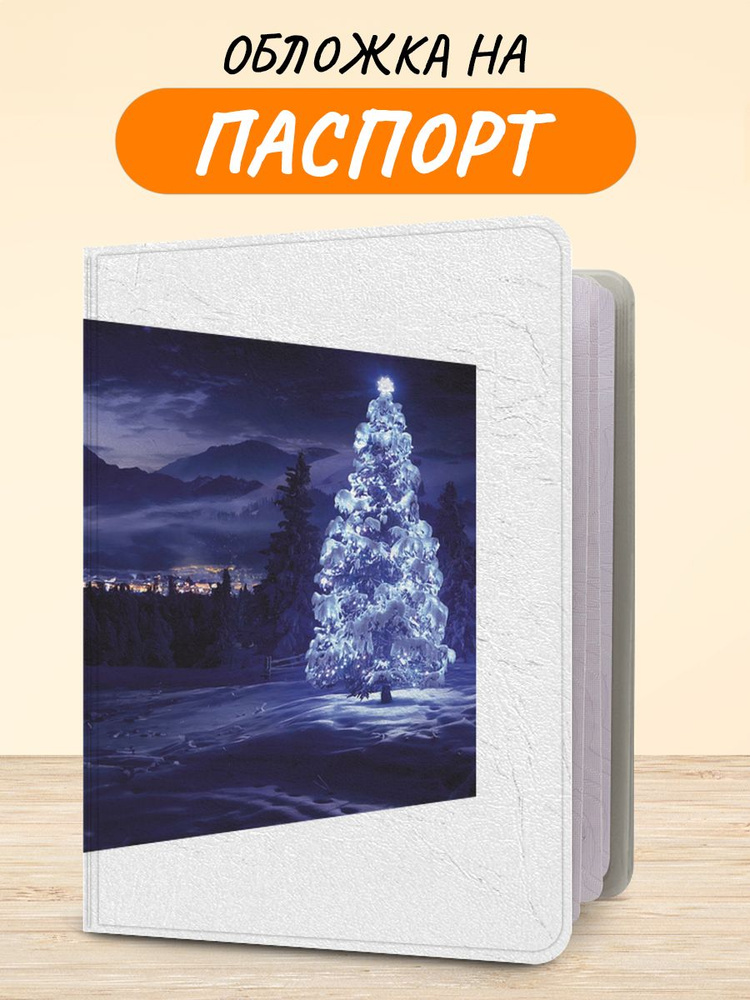 Обложка на паспорт "Новогодний вид", чехол на паспорт мужской, женский  #1