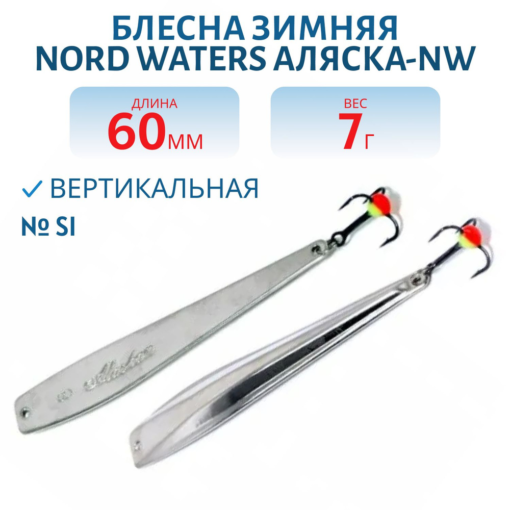 Блесна зимняя Nord Waters Аляска-NW PAK060007 длина 60 мм, вес 7 гр, цвет SI  #1