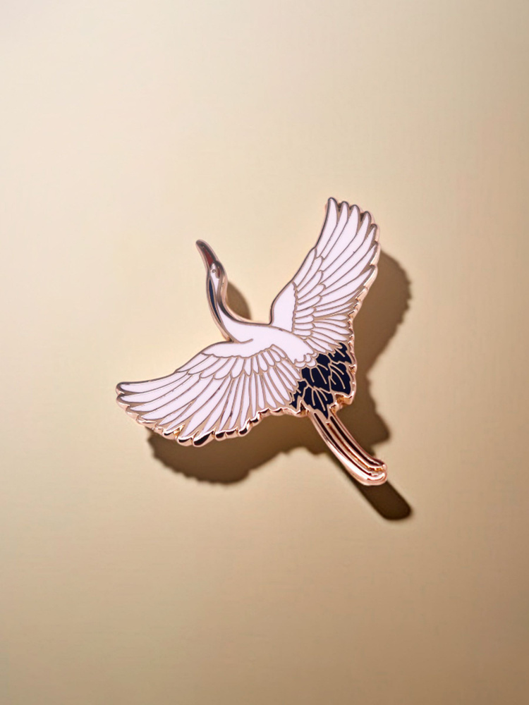 Значок Журавль, Metal Badge Enamel Crane #1