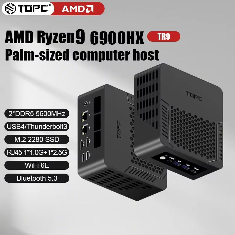 SZBOX Мини-ПК SZBOX AMD R9 6900HX (AMD Ryzen 9 6900HX, RAM 32 ГБ, SSD 2048 ГБ, AMD Radeon 680M, Windows #1