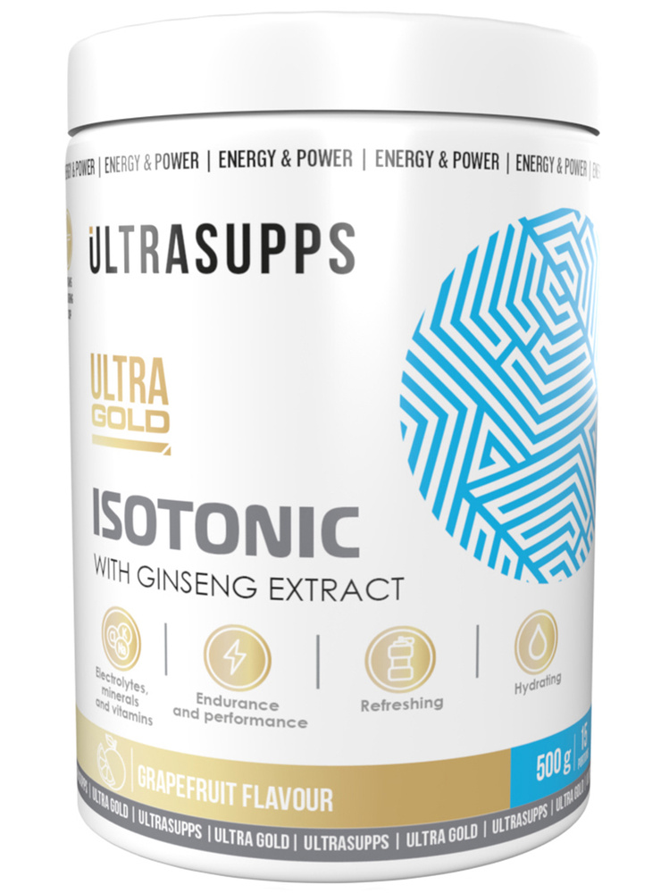 Изотоник + Женьшень UltraSupps Ultra Gold Isotonic - 500 г, грейпфрут #1