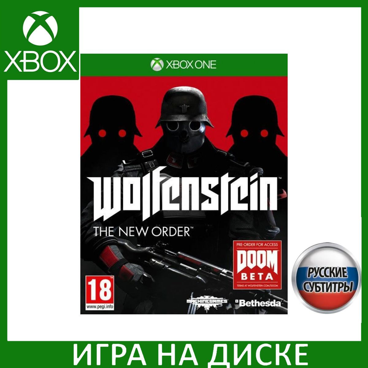 Диск с Игрой Wolfenstein: The New Order Русская Версия (Xbox One). Новый лицензионный запечатанный диск.