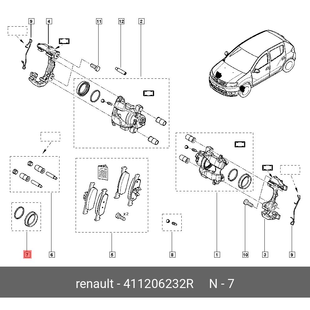 РемкоплектпереднеготормозногосуппортаrenaultRENAULT411206232R