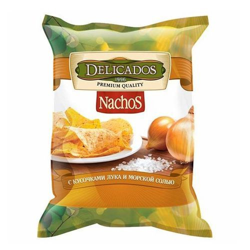 Чипсы кукурузные Delicados Nachos, лук и морская соль, 150 г #1