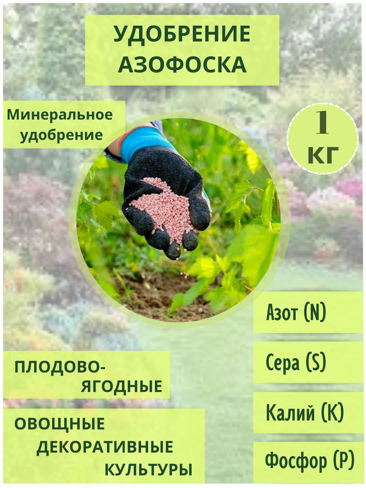 Удобрение Азофоска 1 кг для кустарников, деревьев , цветочных культур  #1