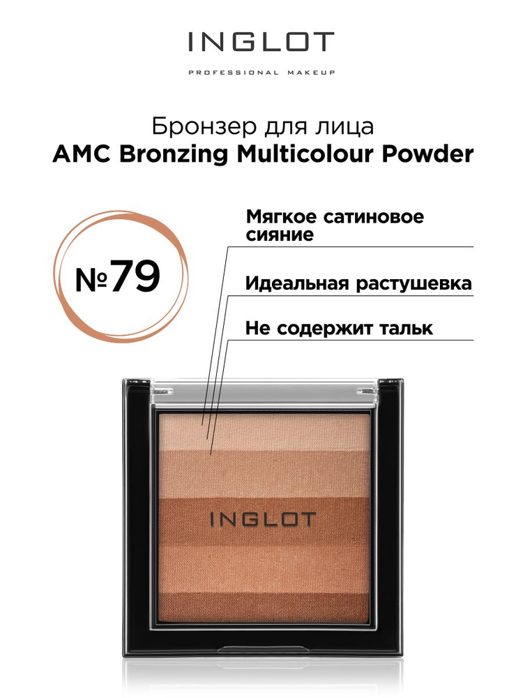INGLOT Бронзер для лица с эффектом загара AMC Bronzing Multicolour Powder 79, пудра бронзирующая мультиколор #1