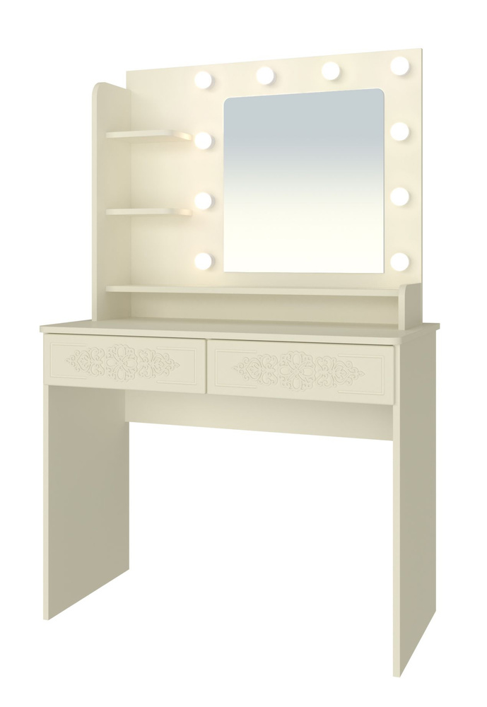 Туалетный стол с зеркалом и подсветкой Ассоль ТСН-5 ваниль  #1