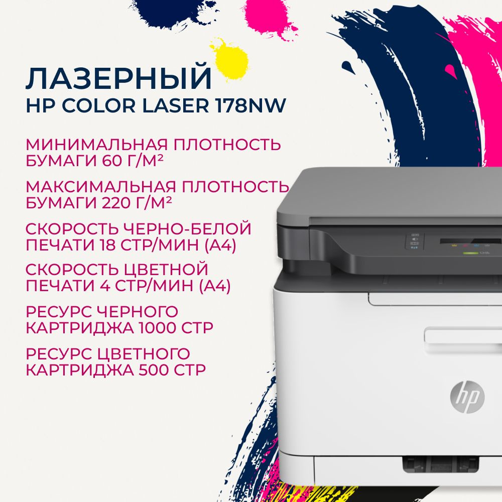 HP МФУ Лазерное Color Laser MFP 178nw, разноцветный #1