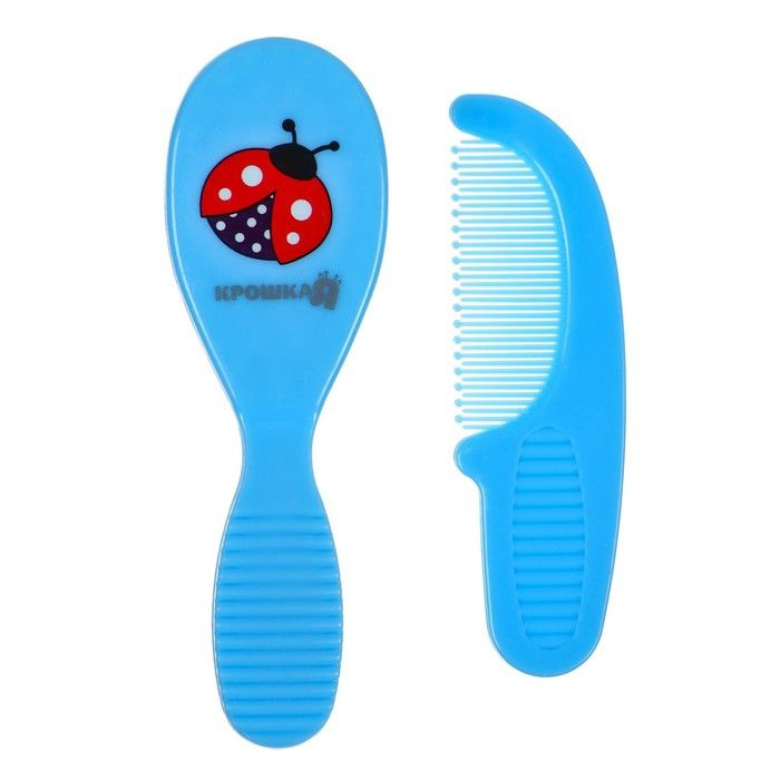Расчёска детская + массажная щётка для волос, от 0 мес., цвет голубой, рисунок МИКС  #1