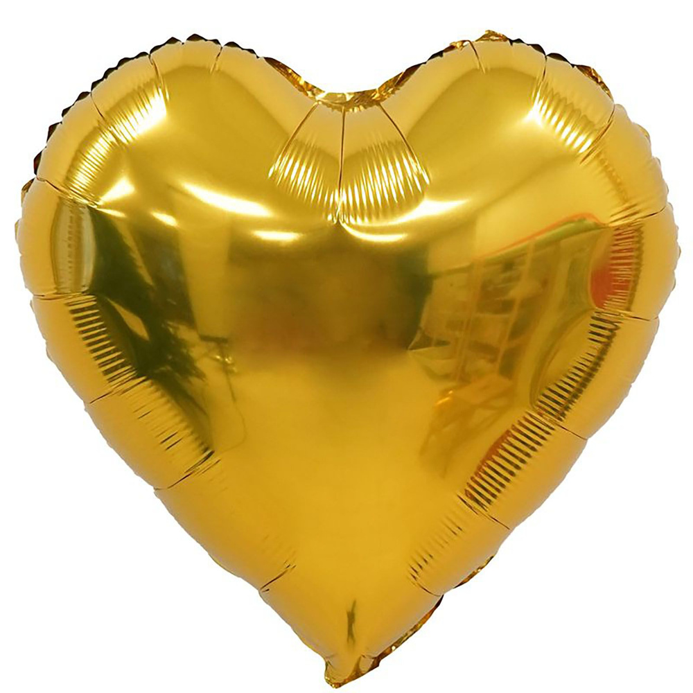 Сердце Золото / Gold, фольгированный шар, 46 см, 5 шт. #1