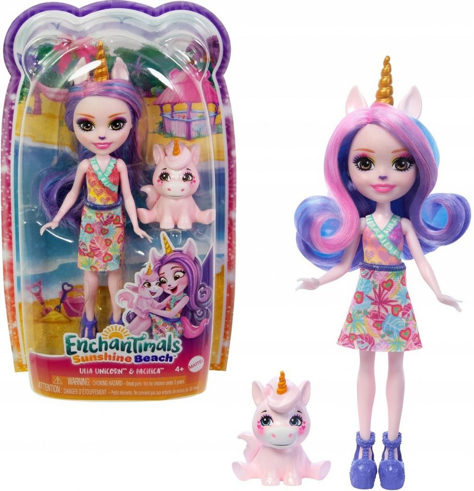 Кукла Mattel Enchantimals Sunshine Beach Юлия Единорог с питомцем HRX84 / Энчантималс Солнечный пляж #1