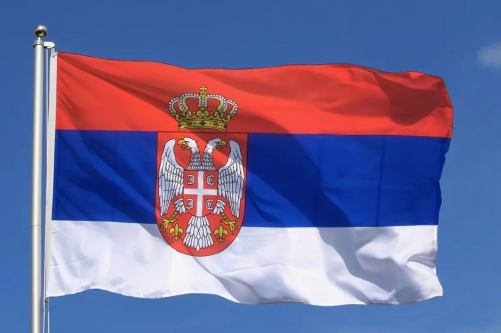 Двусторонний флаг Сербии 40х60 см на лодку, катер или яхту с люверсами  #1