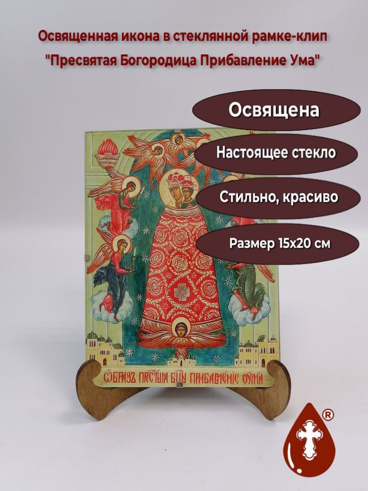 Православная икона "Пресвятая Богородица Прибавление Ума" под стеклом (рамка-клип), арт Икпс-069, 15х20x1,5 #1