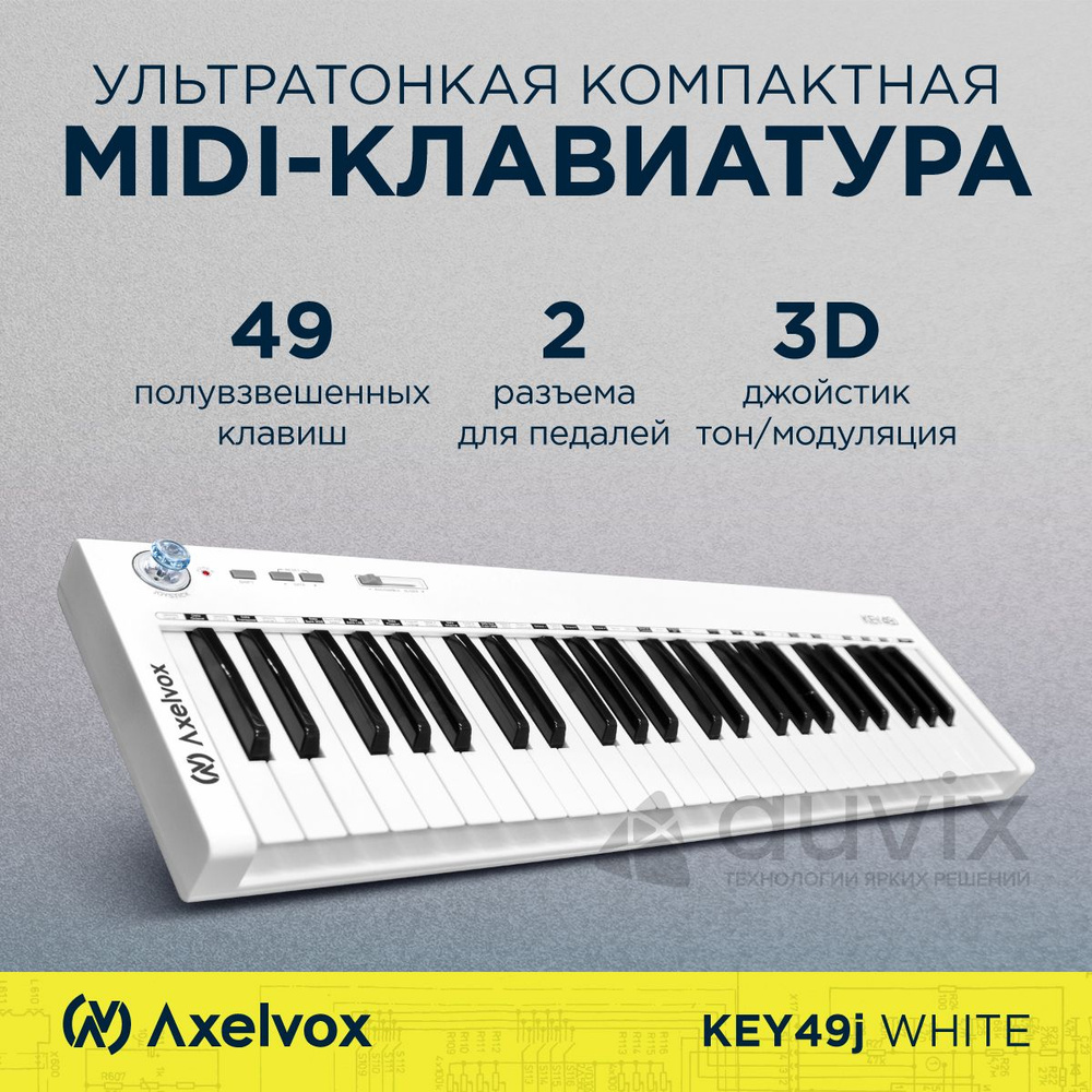 MIDI клавиатура AX-1973W Axelvox KEY49j White #1