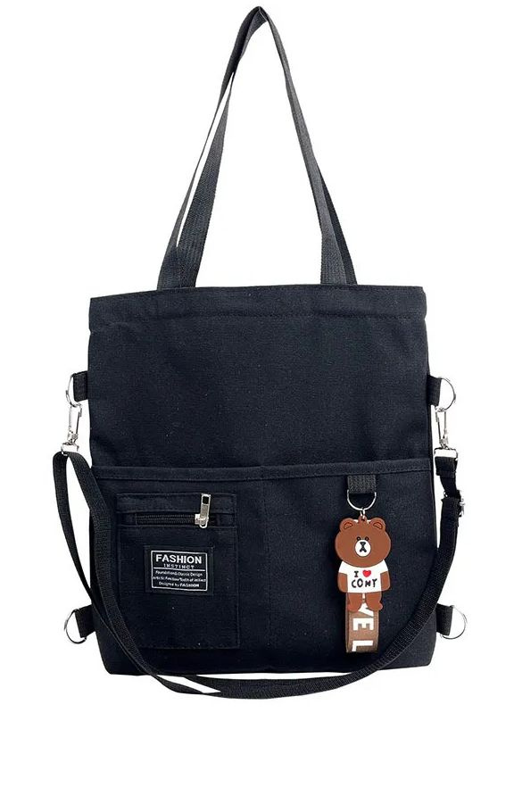 Сумка-шоппер С1 с медведем / Сумка-рюкзак, спортивная, на плечо, для девочек, женская, с брелоком, для #1