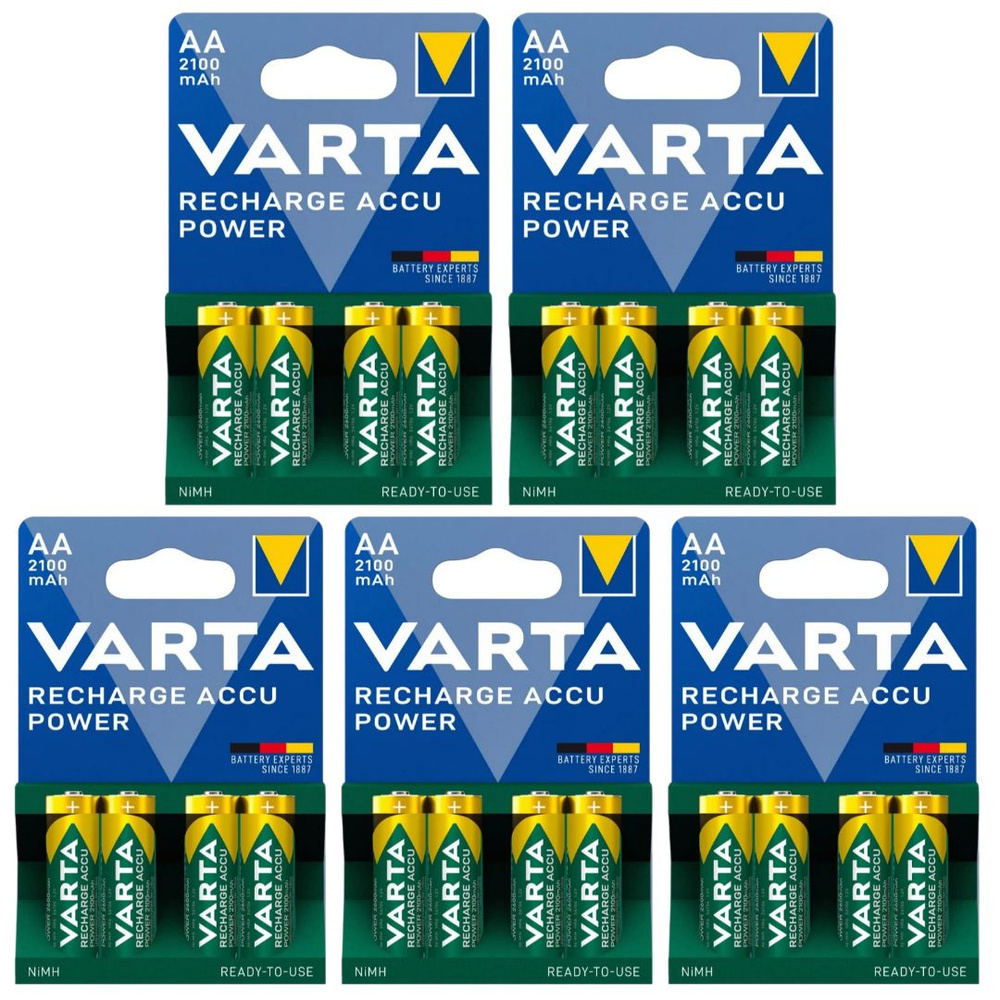 Аккумуляторные батарейки АА VARTA Recharge Accu Power 2100 мАч пальчиковые, 20 шт  #1
