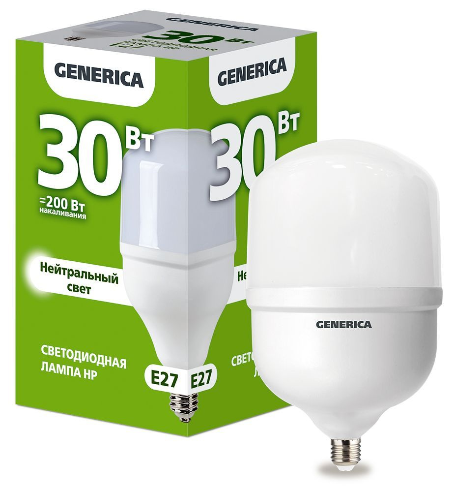 Generica Лампочка Лампа светодиодная HP, Нейтральный белый свет, E27, 30 Вт, Светодиодная, 1 шт.  #1
