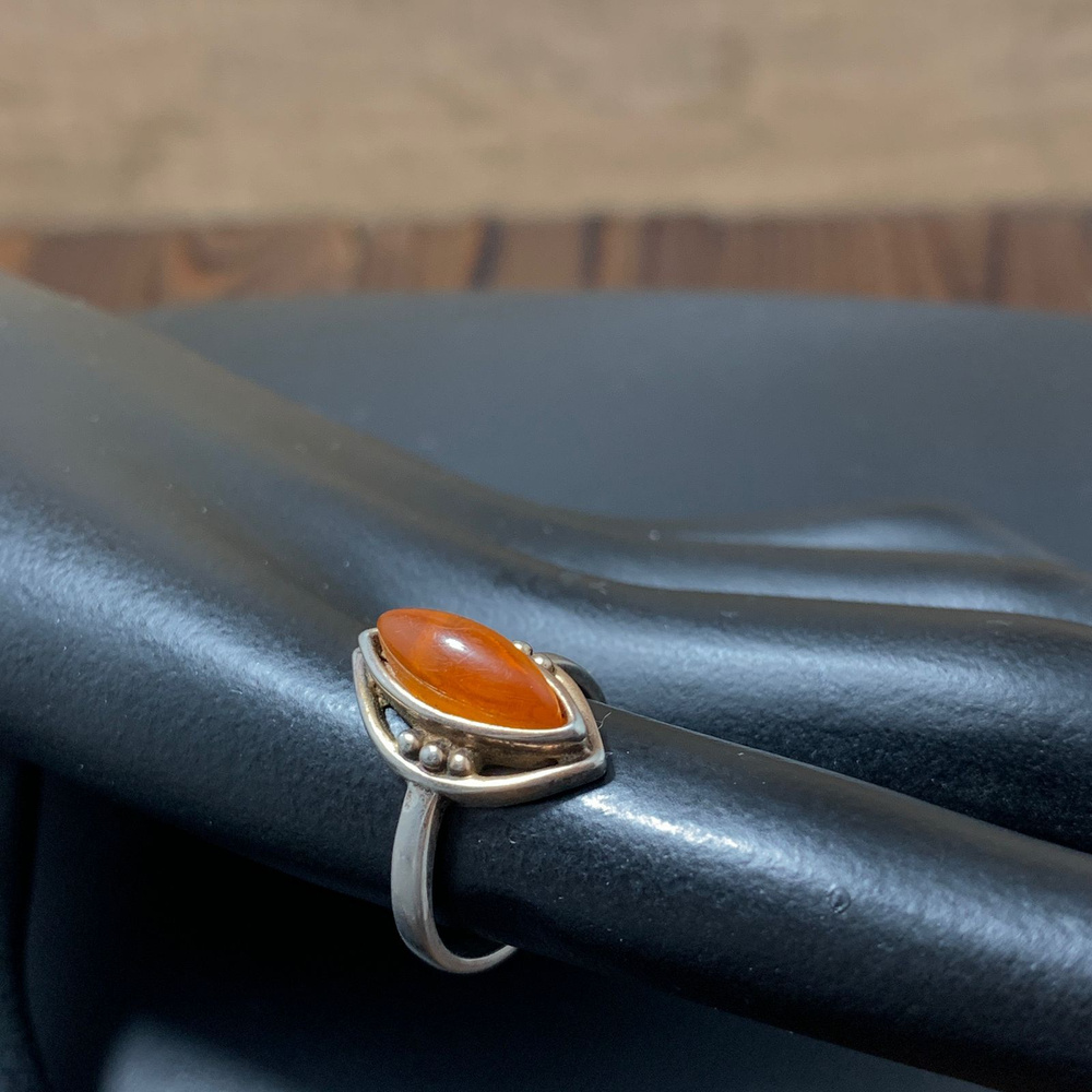 Советское винтажное кольцо мельхиор янтарь сделано в СССР  #1