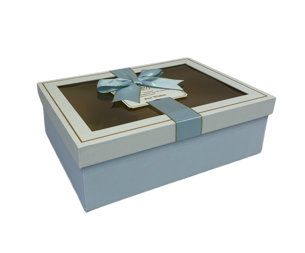 Коробка подарочная с окном 23х17х6,5 см, голубая #1