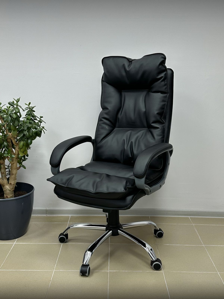 Компьютерное офисное кресло руководителя YAPPI ECO-30, экокожа черная  #1