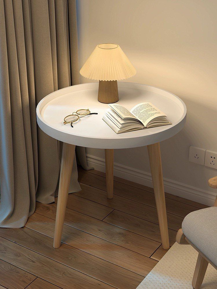 Белый круглый журнальный столик в скандинавском стиле, диаметр 41 см  #1
