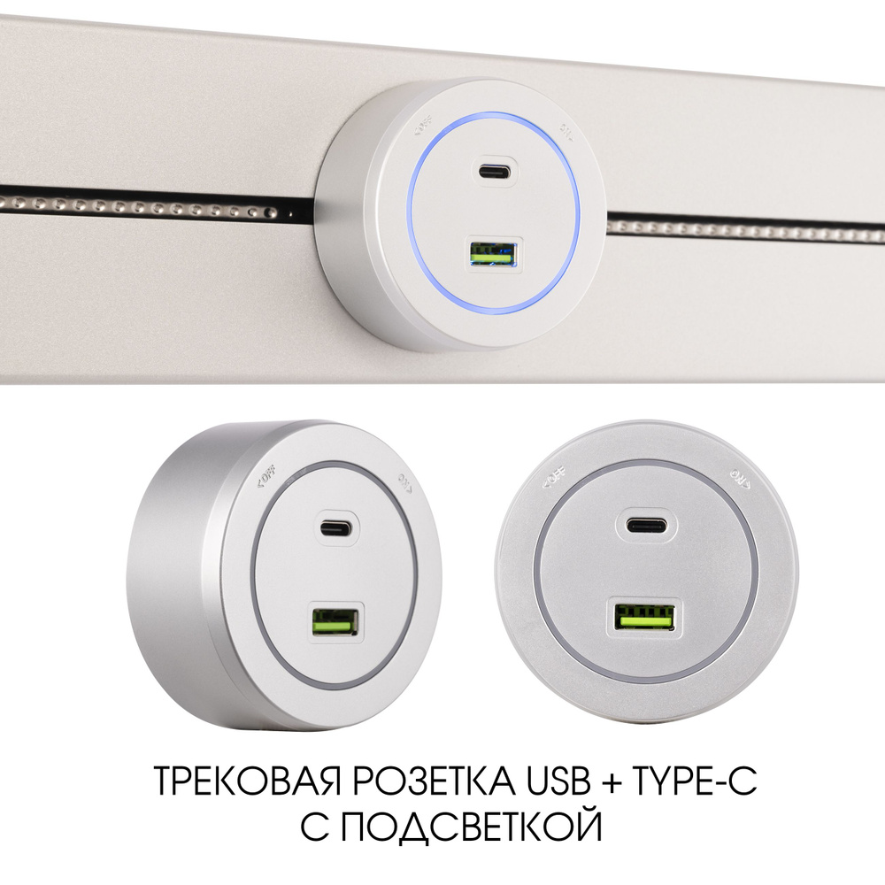 Трековая розетка с подсветкой 399731TS/USB-Type-C Silver #1