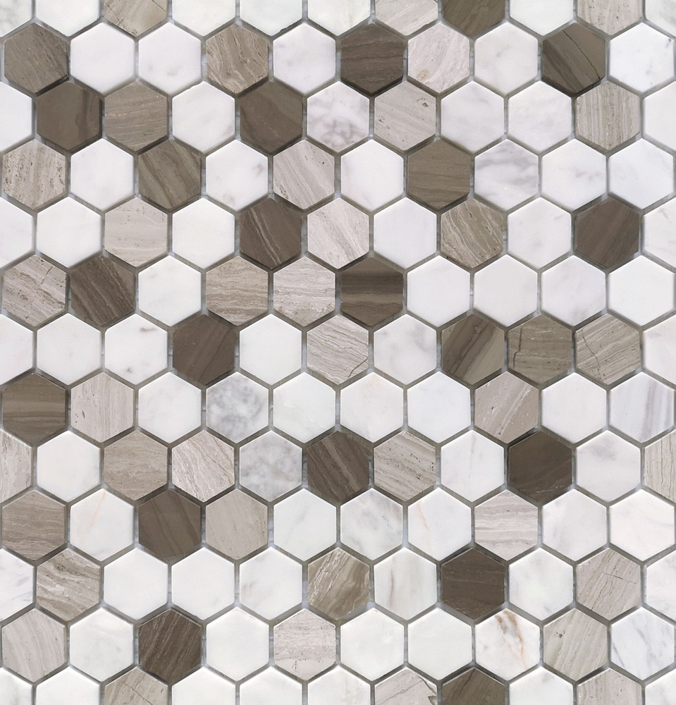 Плитка мозаика из натурального камня Pietra Mix 3 MAT hex 28,5*35*0,06см, 1шт  #1