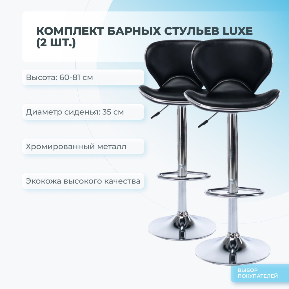 Комплект барных стульев из 2 шт. Mizomed LUXE черный #1