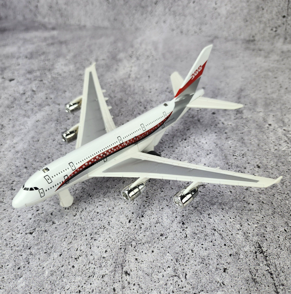 Металлическая модель самолета Airbus А380/Аэрбас А380 20.5см, со светом и звуком  #1