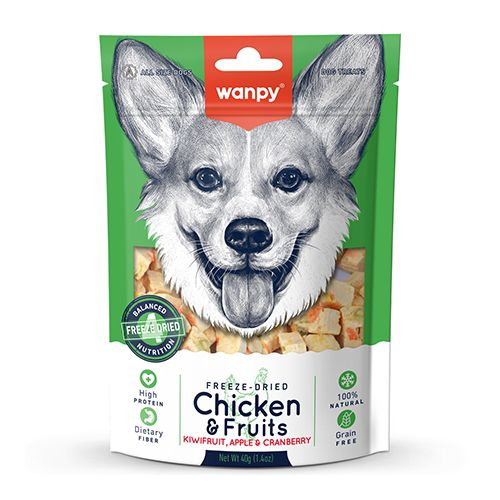 Wanpy Freeze-dried Chicken fruits / Сублимированное лакомство Ванпи для собак Курица и фрукты, 40 г  #1