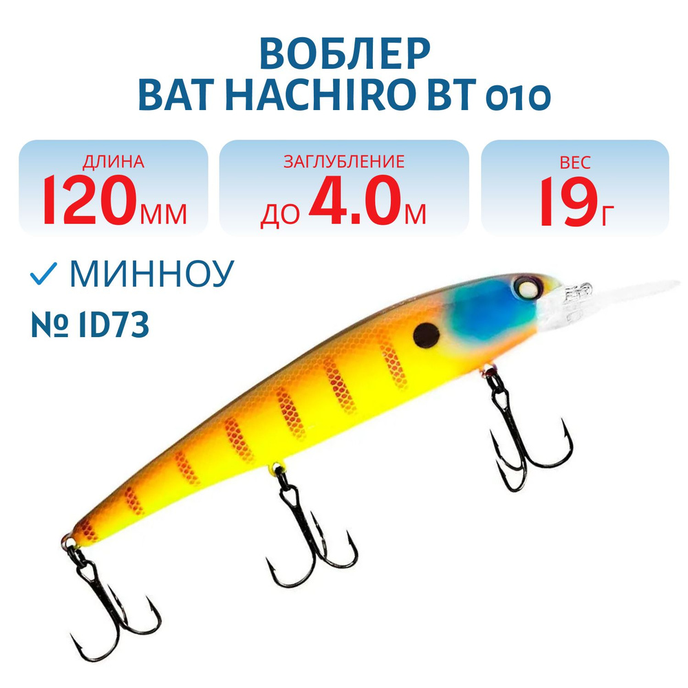 Воблер BAT HACHIRO BT 010, 120мм, 19 гр, 0-4 м, цвет #1D73 #1