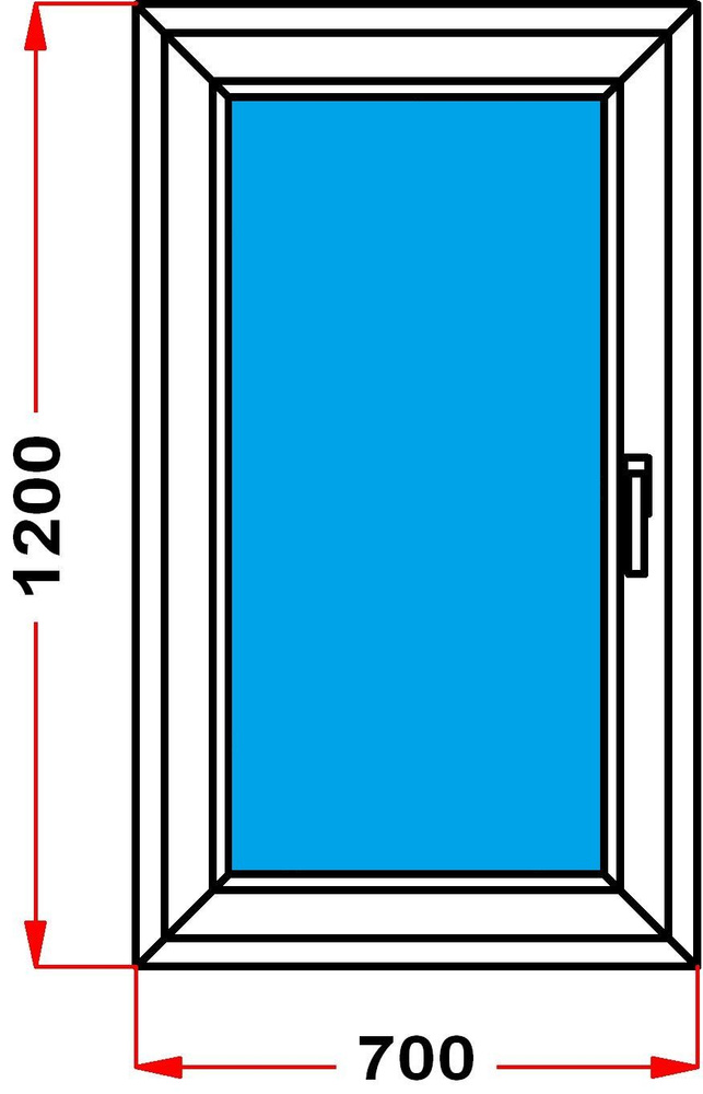 Окно пластиковое+москитка, профиль 60 мм (1200 x 700), с поворотно-откидной створкой, стеклопакет 3 стекла, #1
