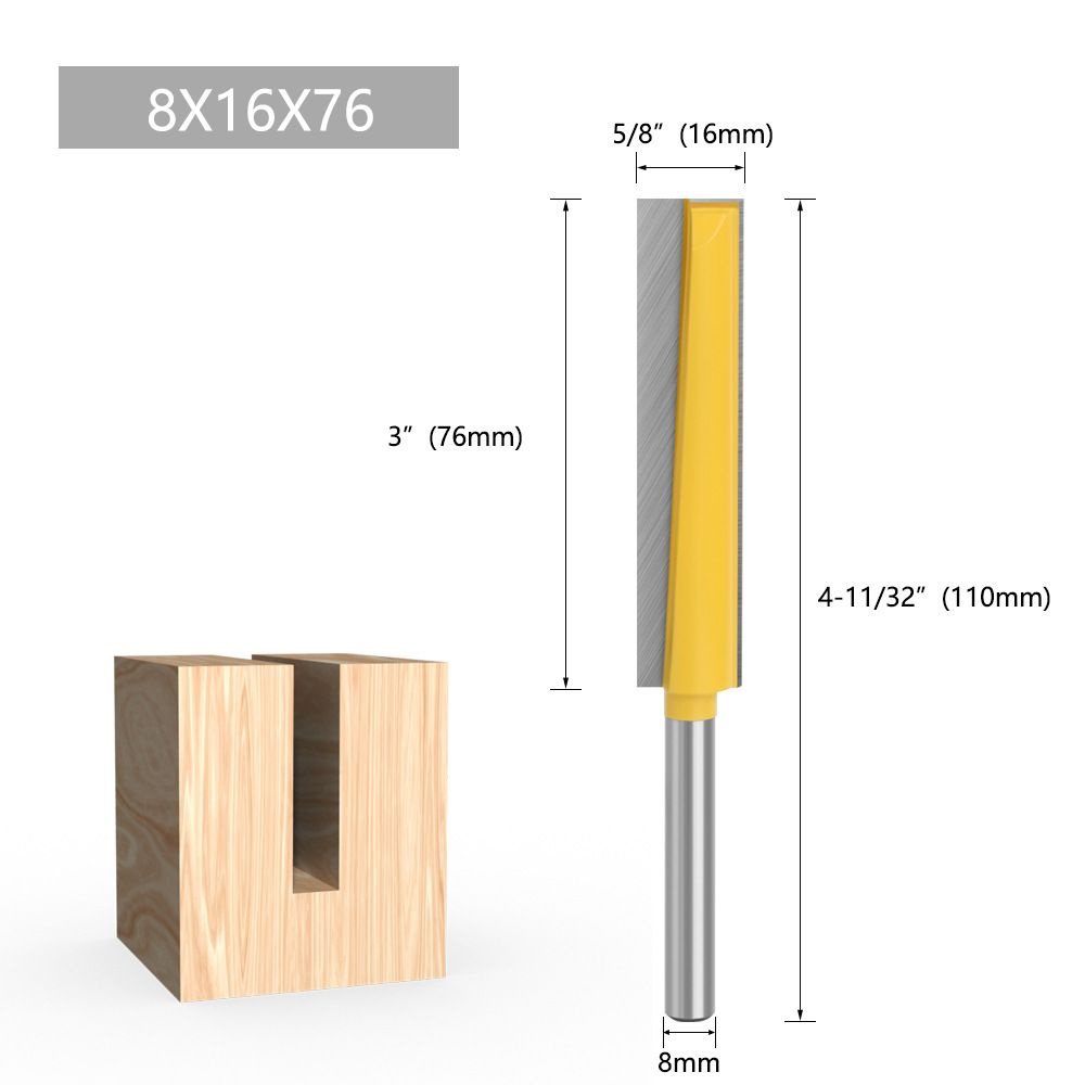 Фреза по дереву пазовая прямая 16 x 76 мм,хвостовика 8 мм #1