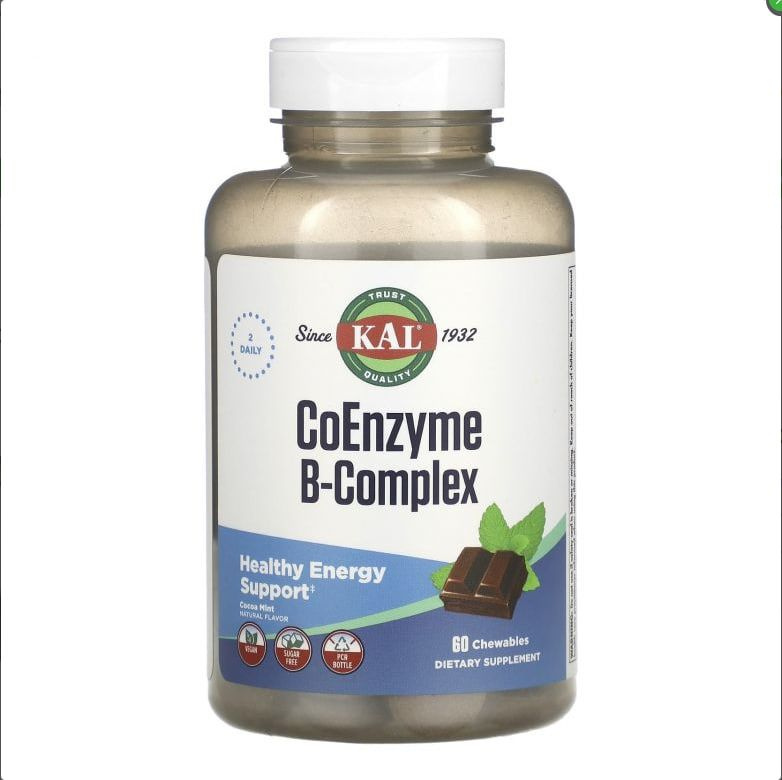 KAL Coenzyme B-Complex, 60 жевательных таблеток, Chocolate Mint #1