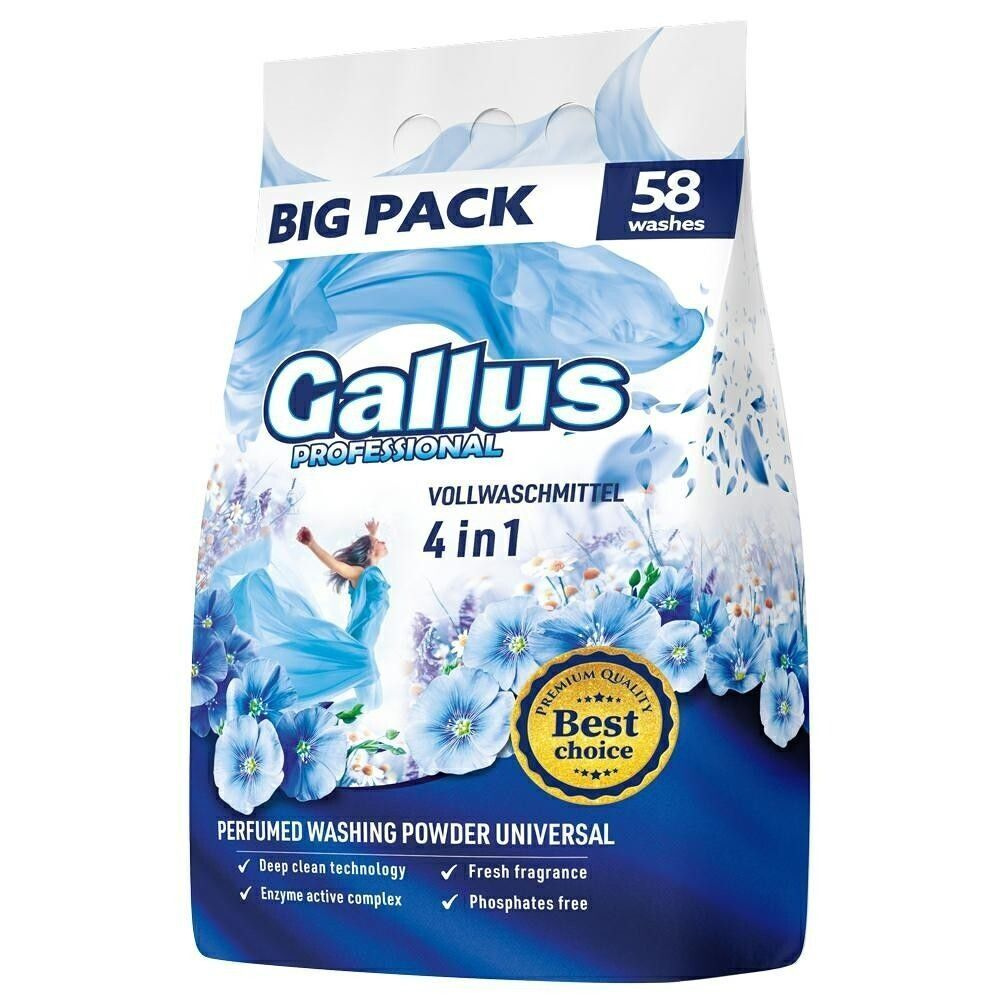 Gallus Стиральный порошок 3200 г 58 стирок Для белых тканей, Для детского белья  #1