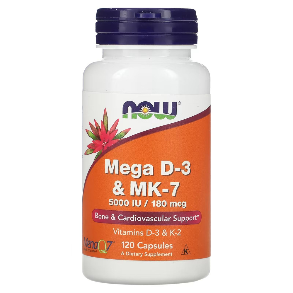 NOW FOODS MEGA D-3 & MK-7 60 VCAPS (120 растительных капсул) #1