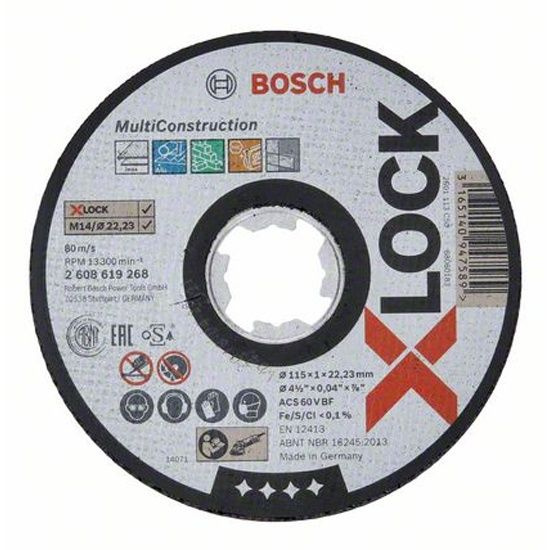 Диск отрезной BOSCH MultiMaterial 115x1 X-LOCK 2608619268 #1