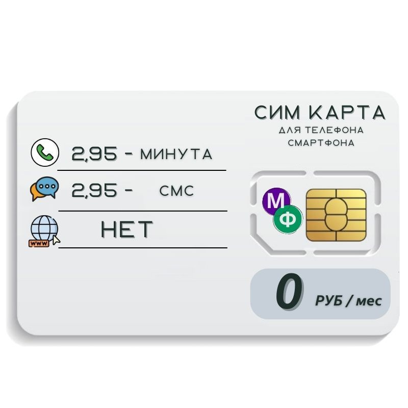 SIM-карта Сим карта без интернет оплата по факту 0 руб в месяц для любых мобильных устройств WRTP12MEG #1