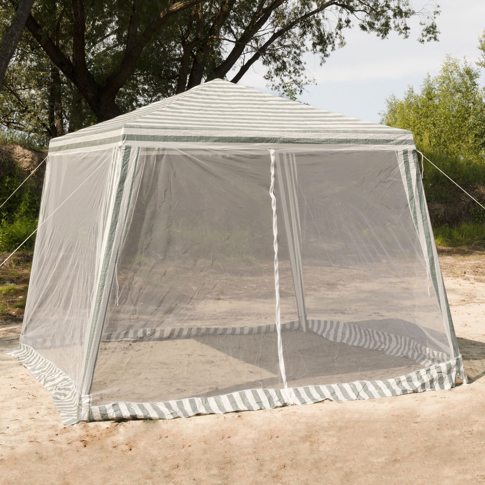 Садовый шатер 3х3м (по ножкам) 2.35х2.35м (по крыше) высота 2.4 м, с москитной сеткой, d трубки 1.8см #1