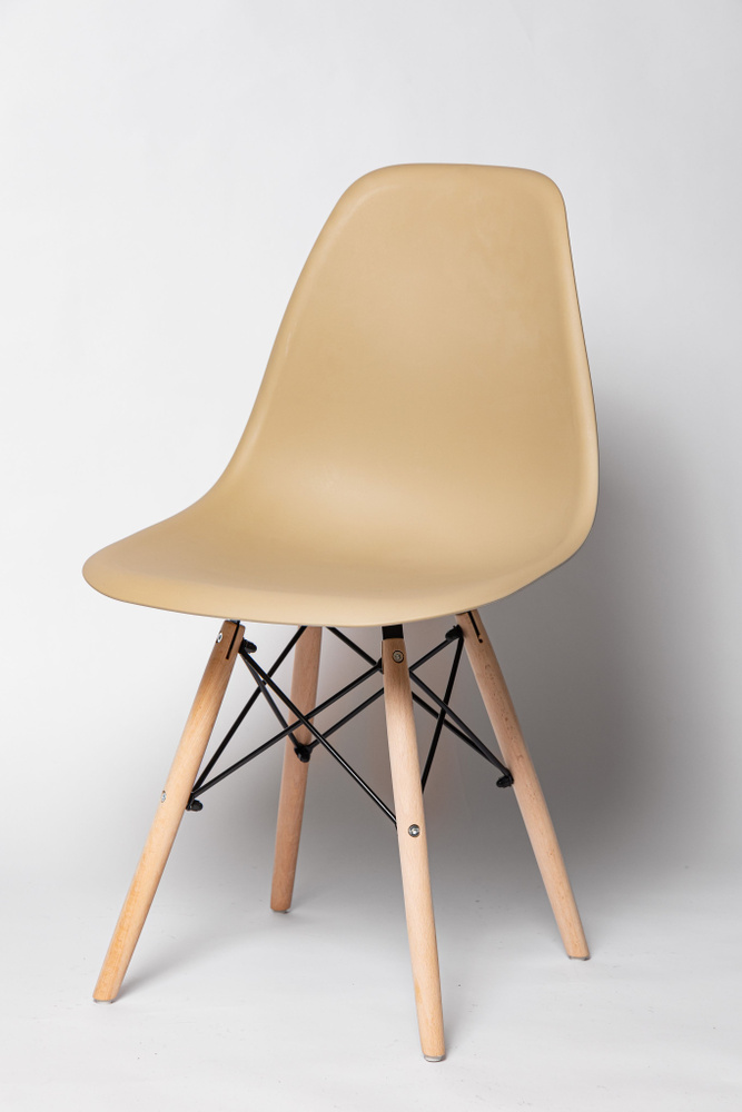 Стул для кухни EAMES, стул обеденный, FP-235, капучино, пластиковый, со спинкой  #1