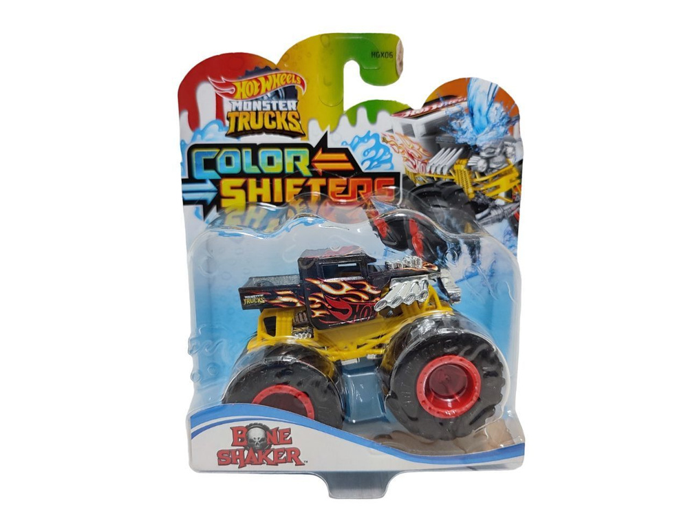 Хотвилс машинка меняющая цвета Hot Wheels Color Shifters Monster Truck Bone Shaker HGX06  #1