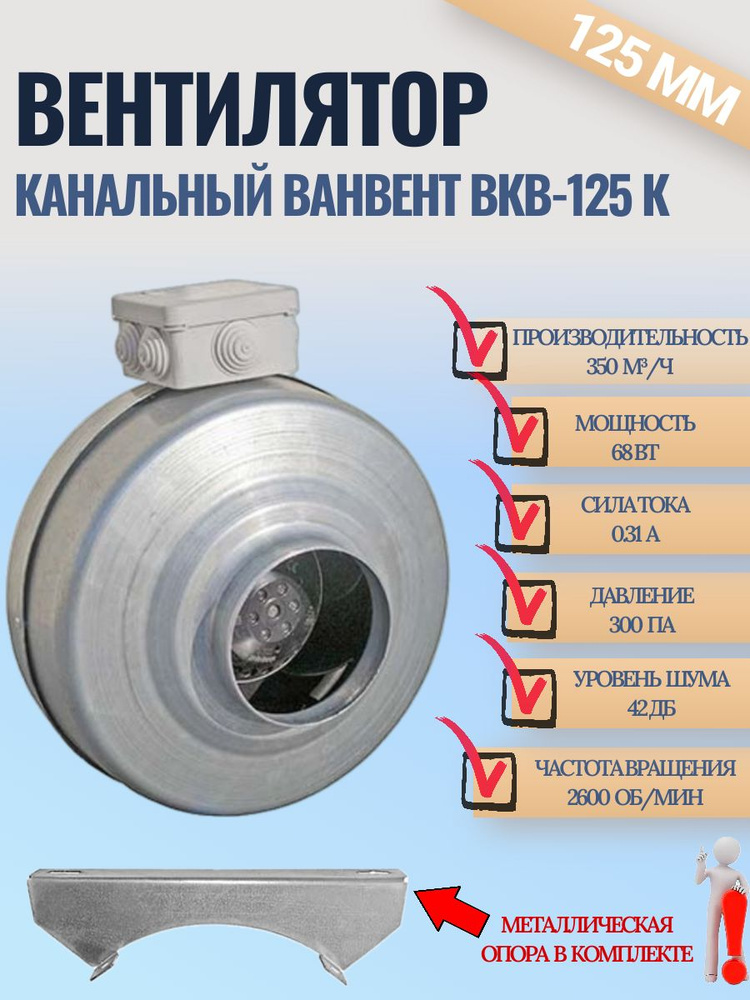 Вентилятор канальный Ванвент ВКВ 125 К #1